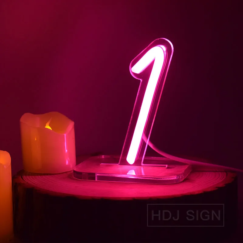 Imagem -03 - Neon Night Light With Number Adequado para Quarto Casa Café Aniversário Aniversário Festa Mesa Decorativa Desk Lamp