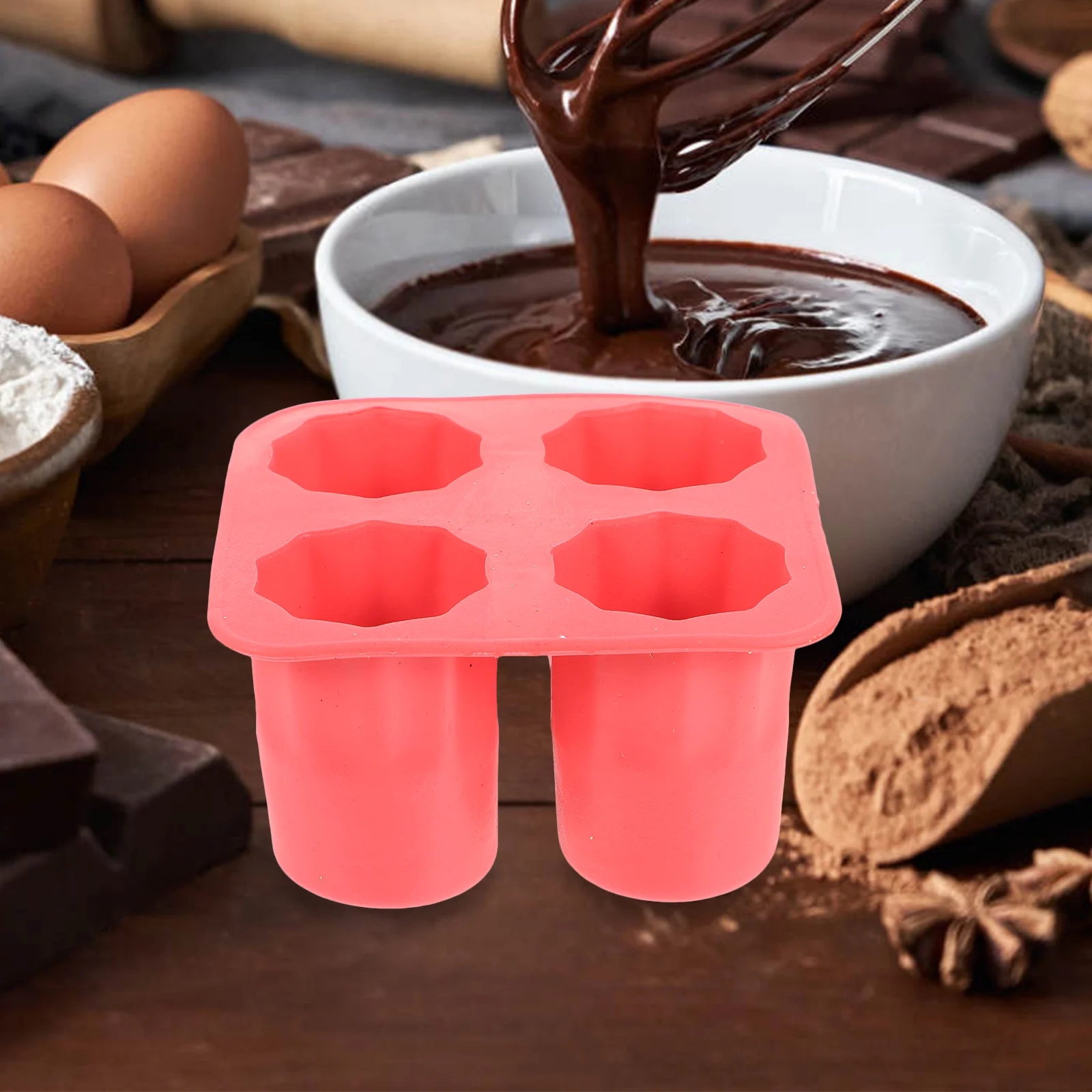 

4 Cup Shape Ice Cube Tray Silicone Trays Shot Glass Mold Molds Convenient to Store