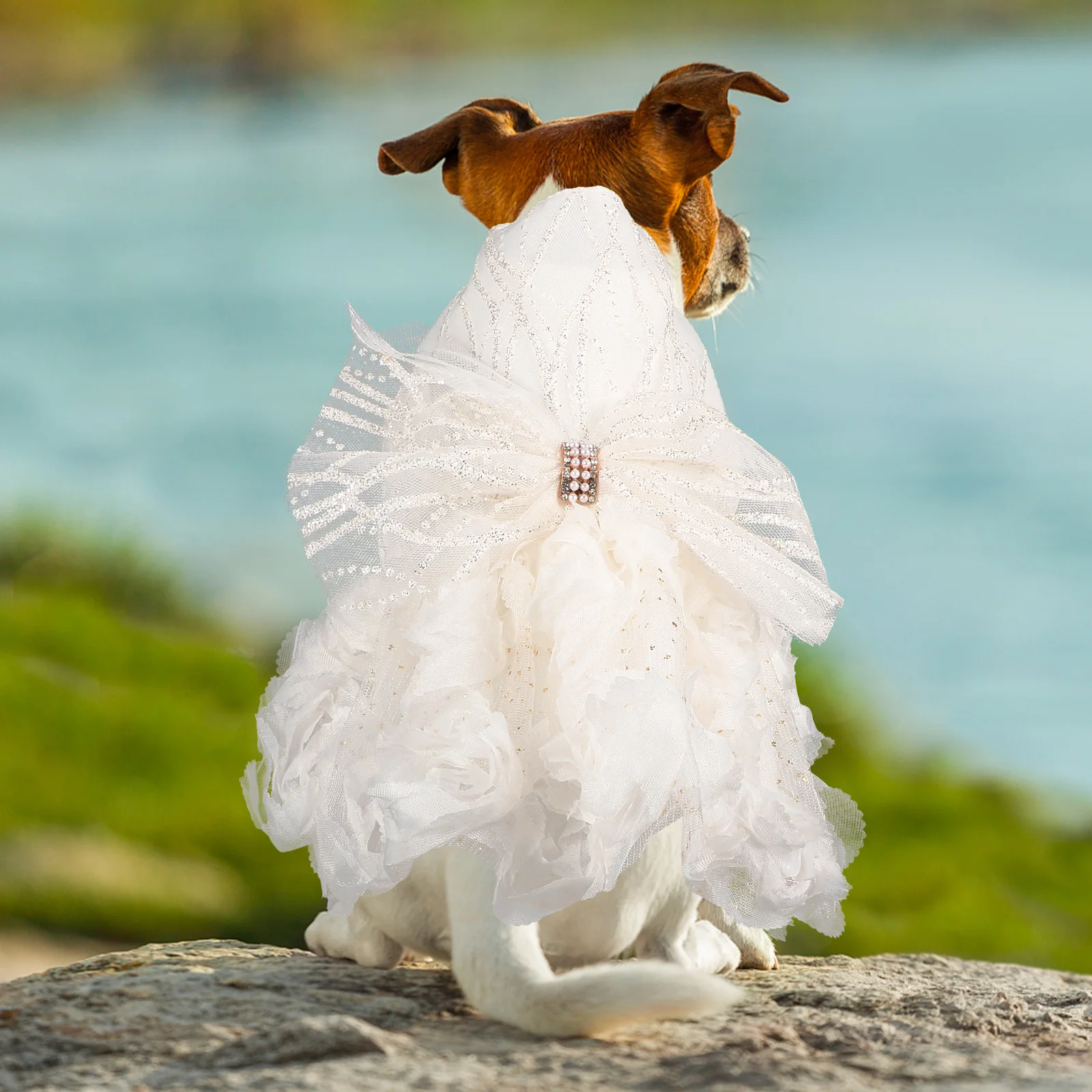 

Dog Wedding Dress Elegant Puppy Costume Princess Pet Clothes Small Dog Tutu Skirt Stylish Attire For Special Occasions Valentine