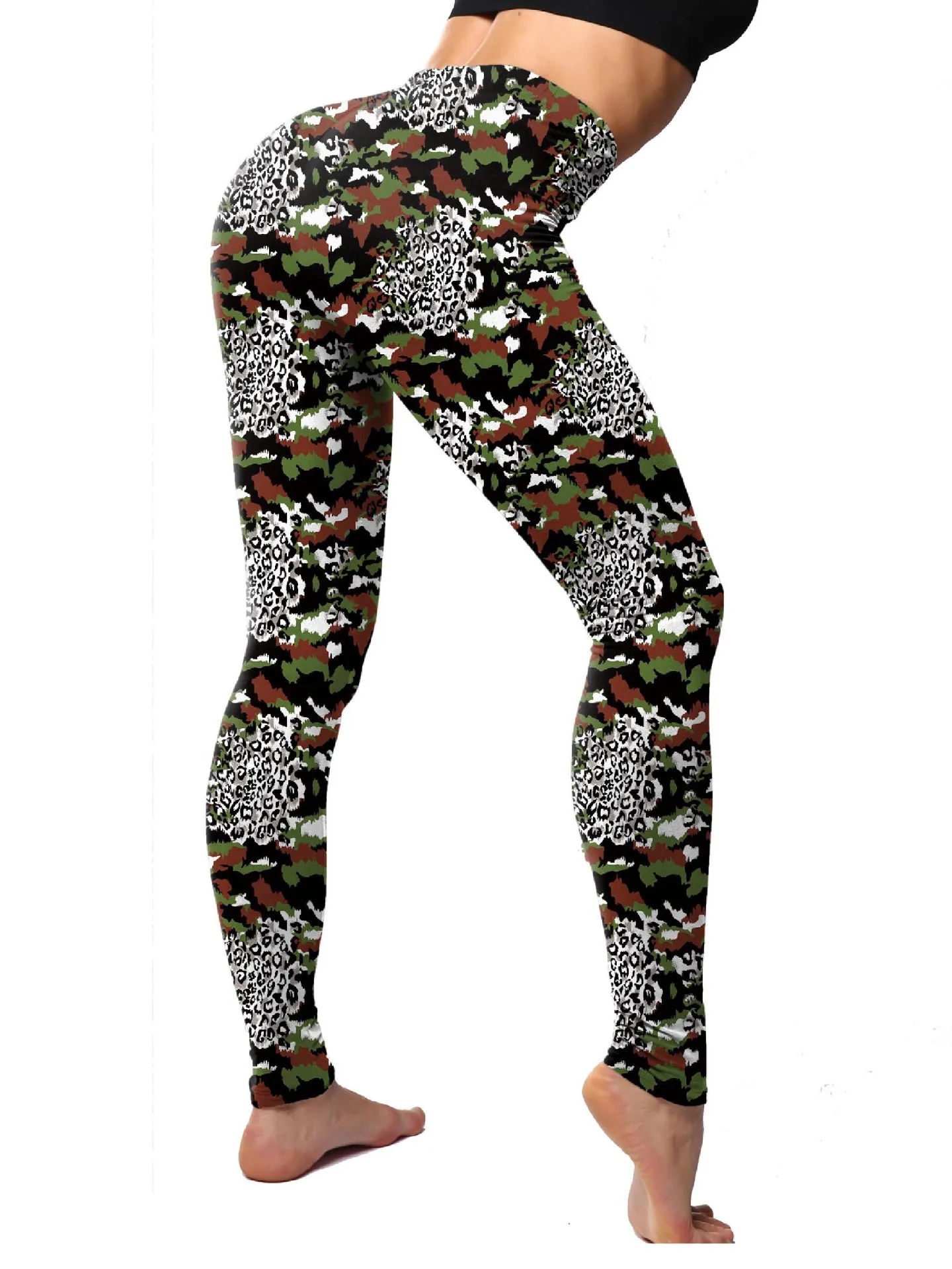 WI Yogahose Damen Neunteilige bedruckte Basisschichthose Dünne Milchseidenstoff Damen Faion Frühlings-Herbsthose