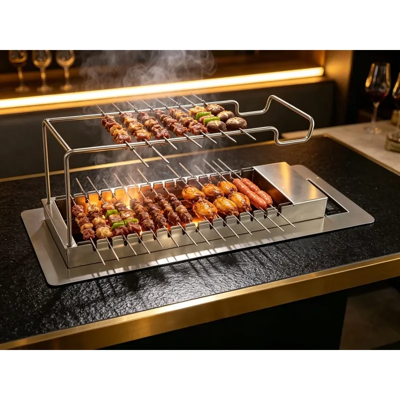 3400W Electric Smokeless BBQ Grill Automatic Rotating Skewer Machine Indoor Desktop Barbecue for Meat Kebabs 16 Sticks Home