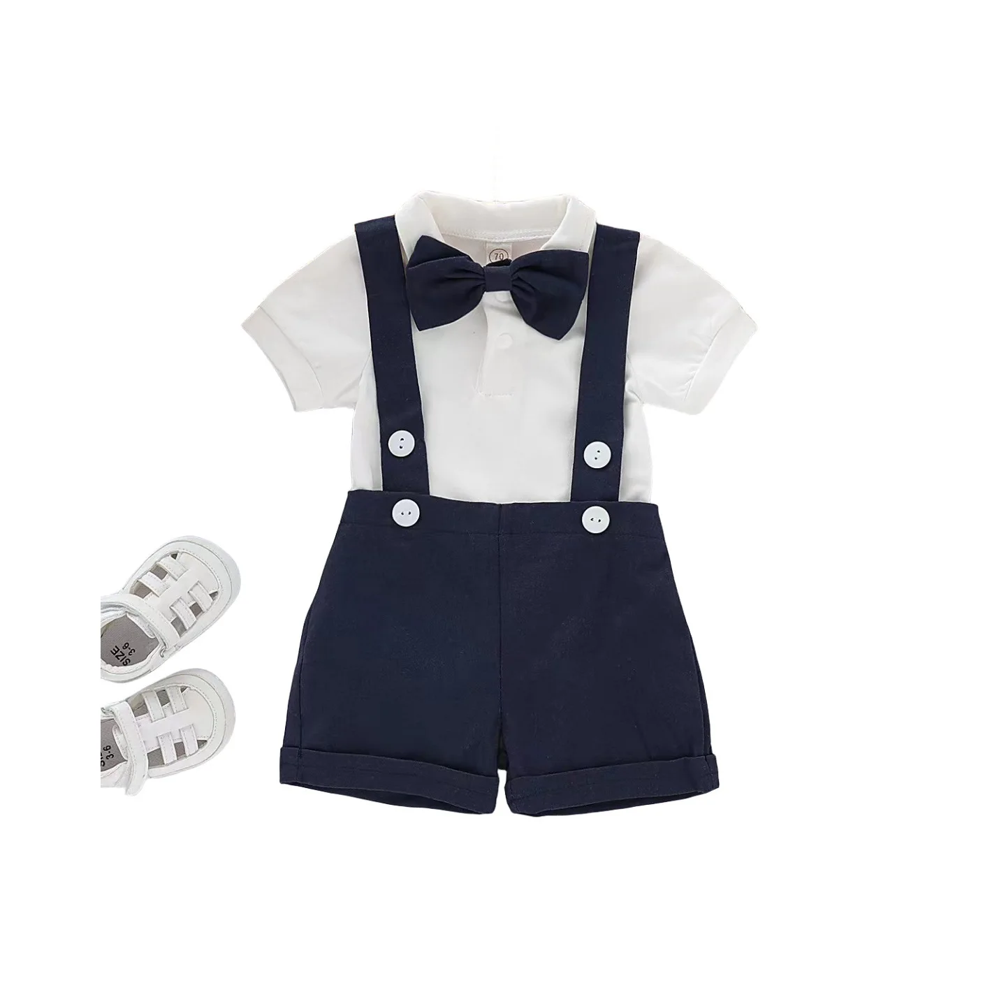 Infant Baby Boy Funny First Birthday Clothes Toddler Boy Cute Bow Tie Romper & Short Pants Kids Outfits