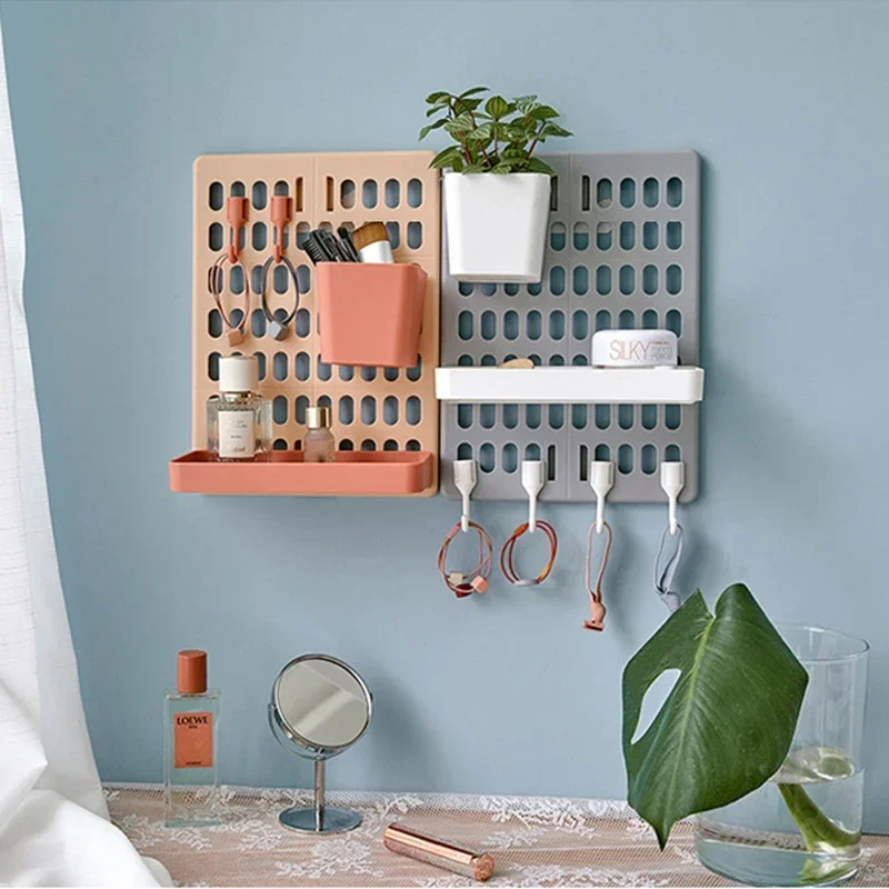 Hole Board Wall Shelf Hooks Self-adhesive Storage Rack Desk Organizer Room Organization Various Home Storage Accessories