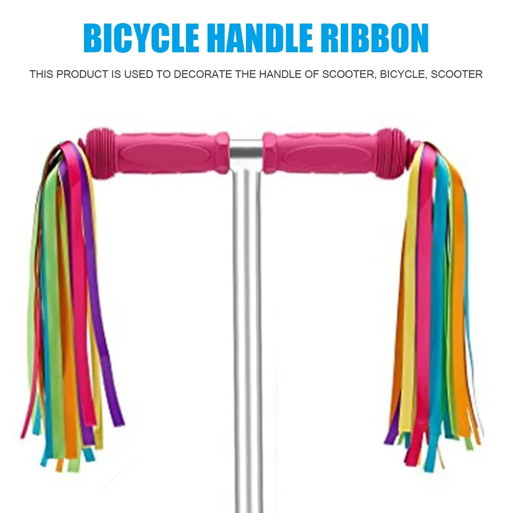 Bicycle Handlebar Colorful Tassel Streamers Kids Scooter Bike Decor Ribbon Tassel Ribbons Cycling Accessories 2pcs