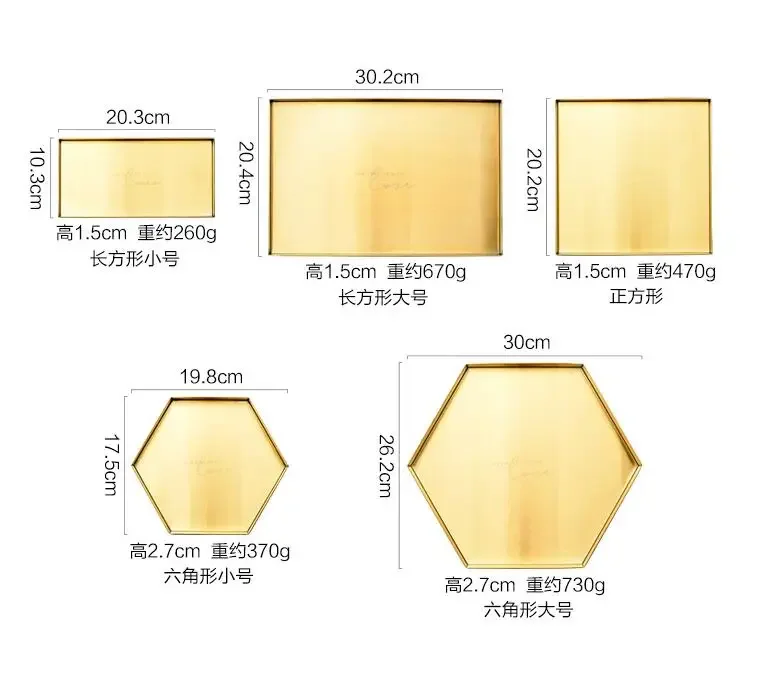 Plateau à bijoux hexagonal en or, plateau de service rectangulaire, organisateur de plateau, décoration d'intérieur, SNTP087, tendance