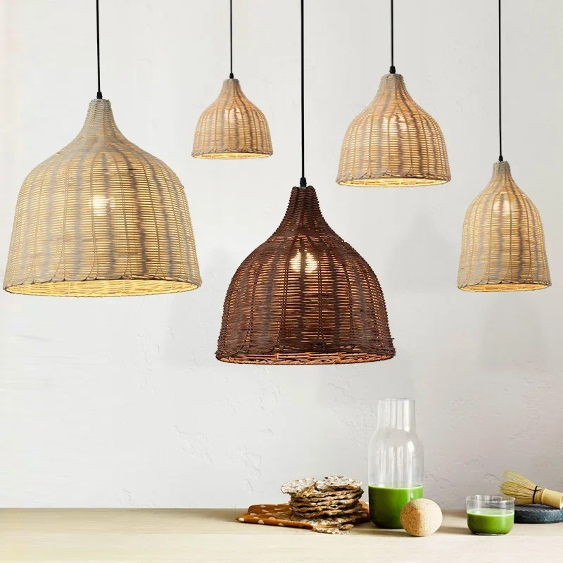 

Rattan Wicker Pendant Lights Vintage LED Bamboo Hanging Lamp Home Decoration Chandelier for Living Room Balcony Hotel Restaurant