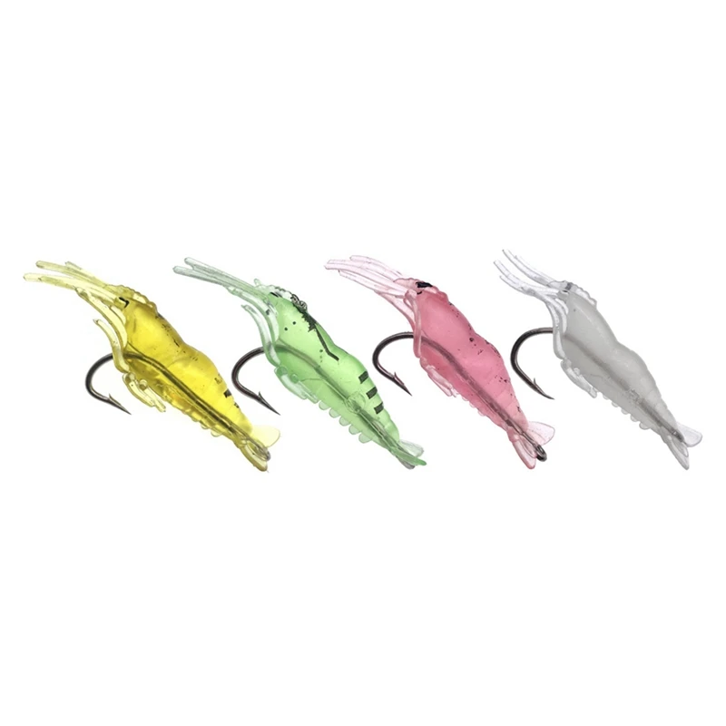 New Luminous Shrimp Artificial Bait Simulation Soft Prawn With Hooks Carp Wobbler For Fishing Tackle Lure Carp