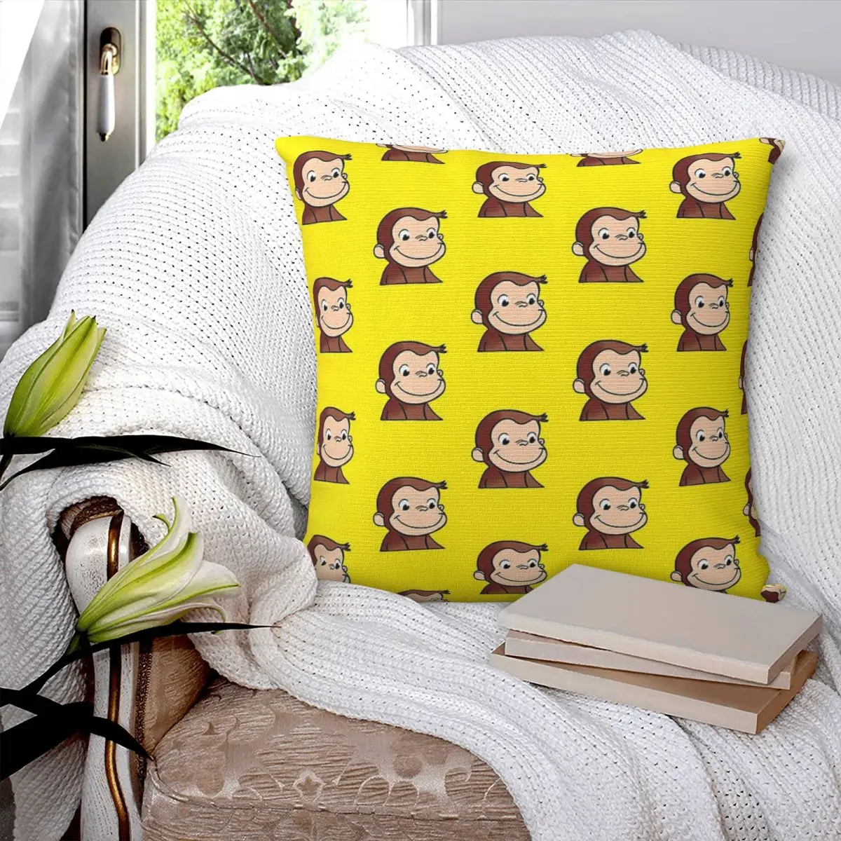 Curious George Square Pillowcase Polyester Pillow Cover Velvet Cushion Zip Decorative Comfort Throw Pillow For Home Sofa