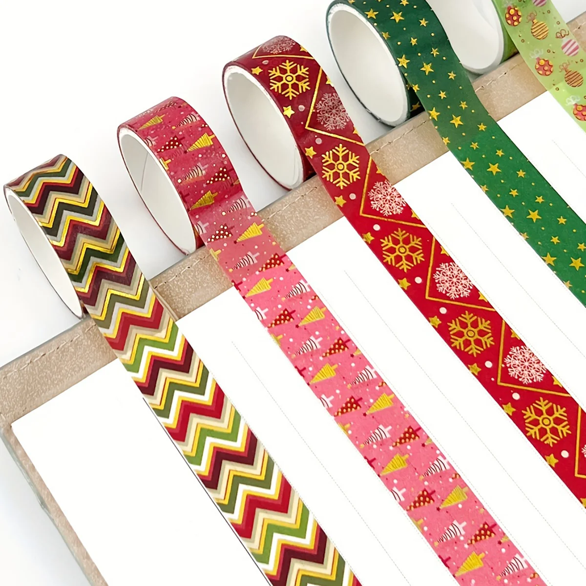 6 rolos, fita washi da série de Natal, adequada para caixas de presente DIY e decorações de Natal, suprimentos de férias da moda