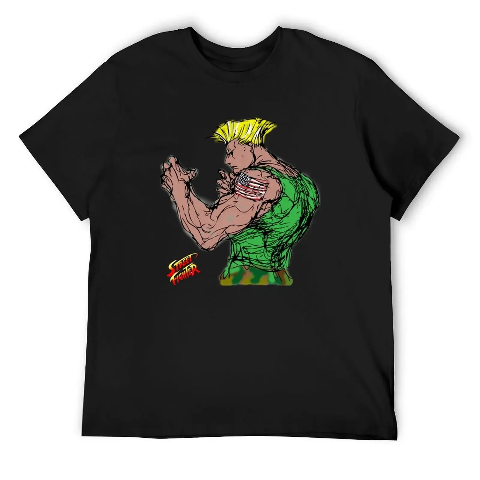 Streetfighter 2 Guile T-Shirt rapper graphic tees essential t shirt man clothes street wear funny t shirts men