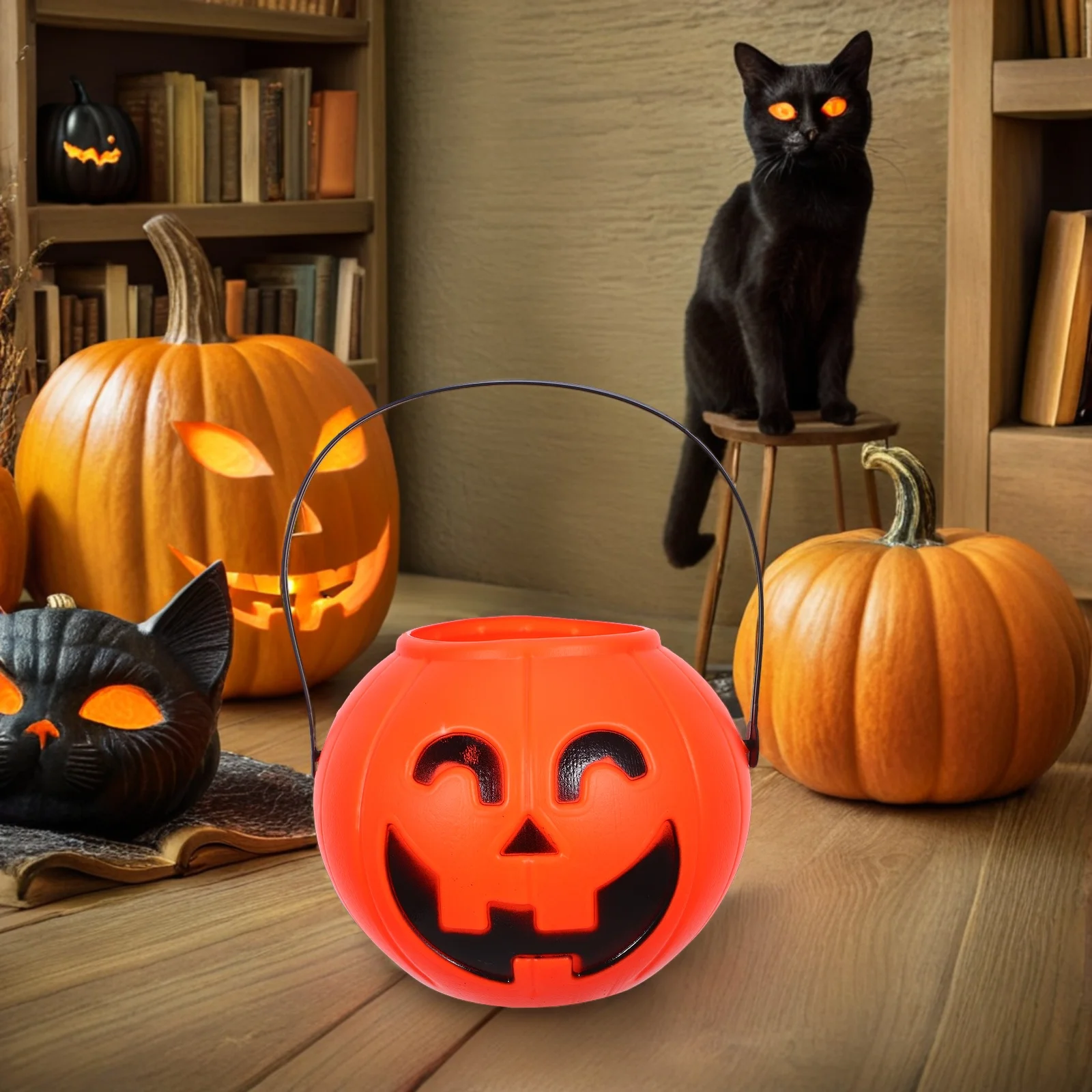 

3 Pcs Halloween Decor Pumpkin Bucket Candy Buckets for Pail Trick Treating Bowl Sweets Orange Toddler Child