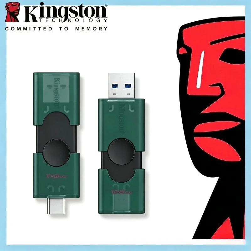 Kingston USB 3.2 Dual Type-C USB-A Flash Drive 128GB 256GB OTG Pendrive Memory Stick for iPhone 15 16 Original DTDEG2 U Disk