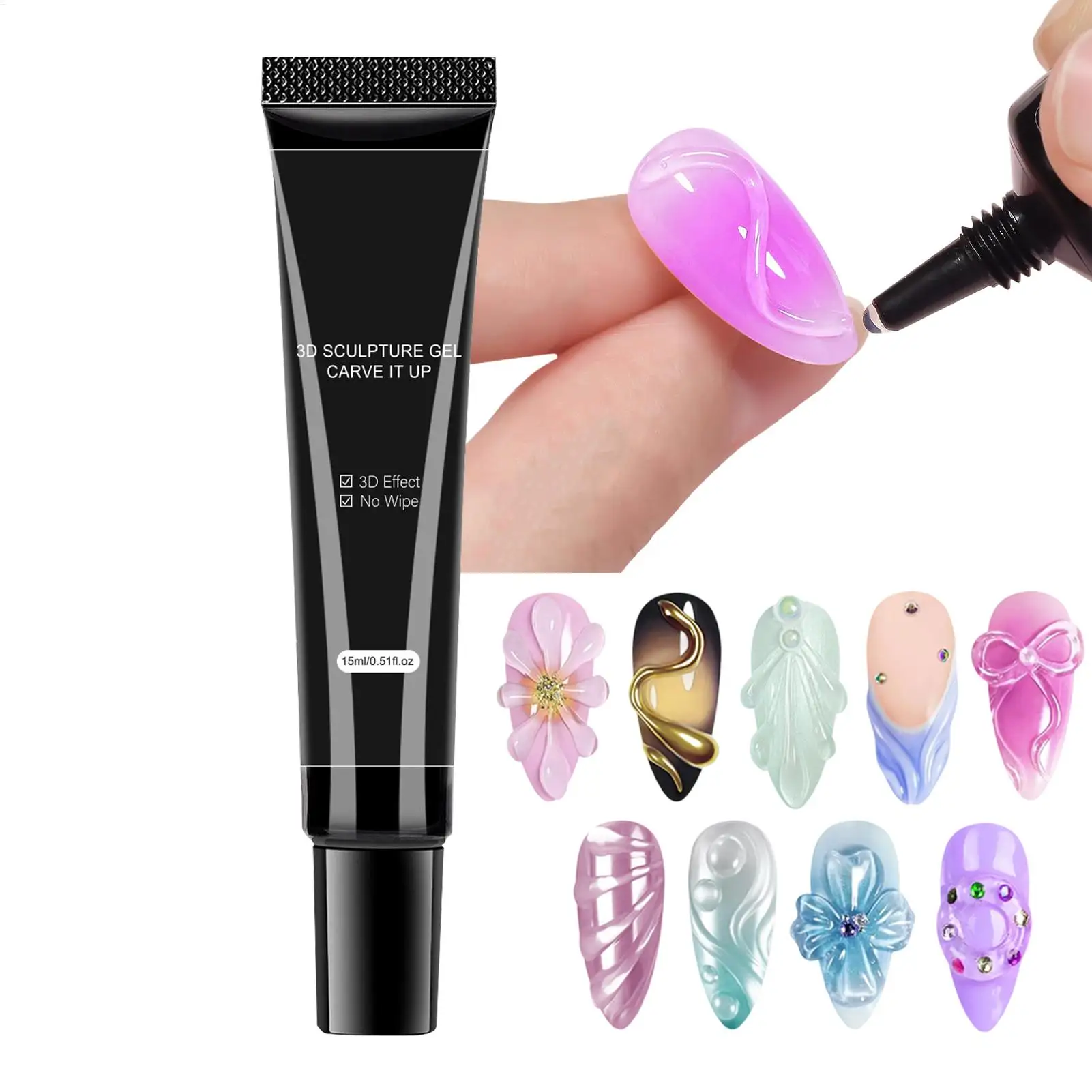 15ml 3D NailArt Gel - DIY Designs Waterproof Sculpting Gel Waterproof NailArt Design Gel For Intricate Carvings & Shapes