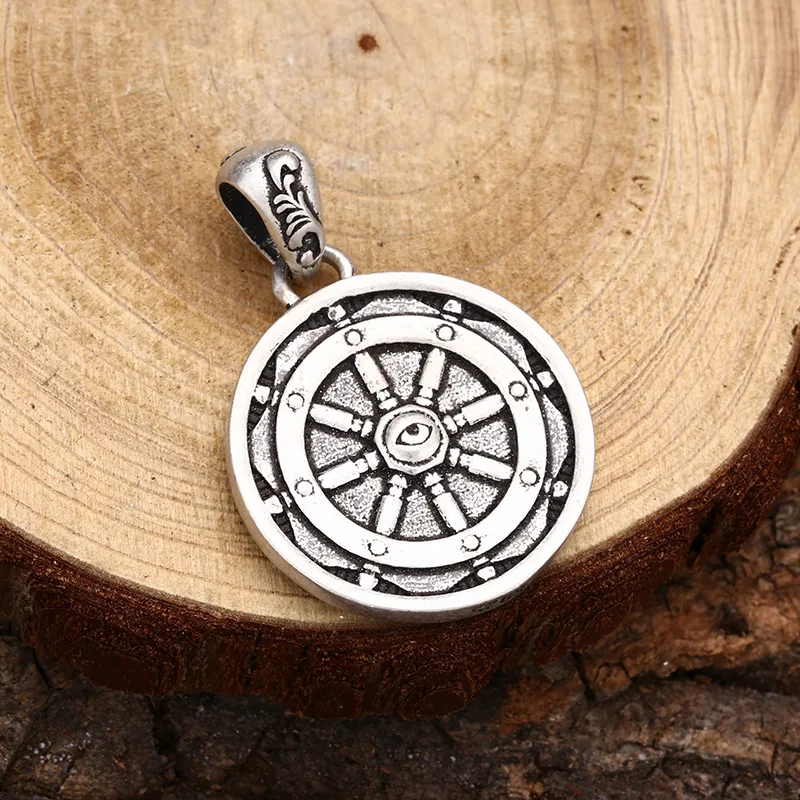 Trendy Bohemian Gothic 925 Silver Skull Snake Coin Pendant, Vintage Oxidized Finish Unisex Everyday Necklace (Free Shipping)