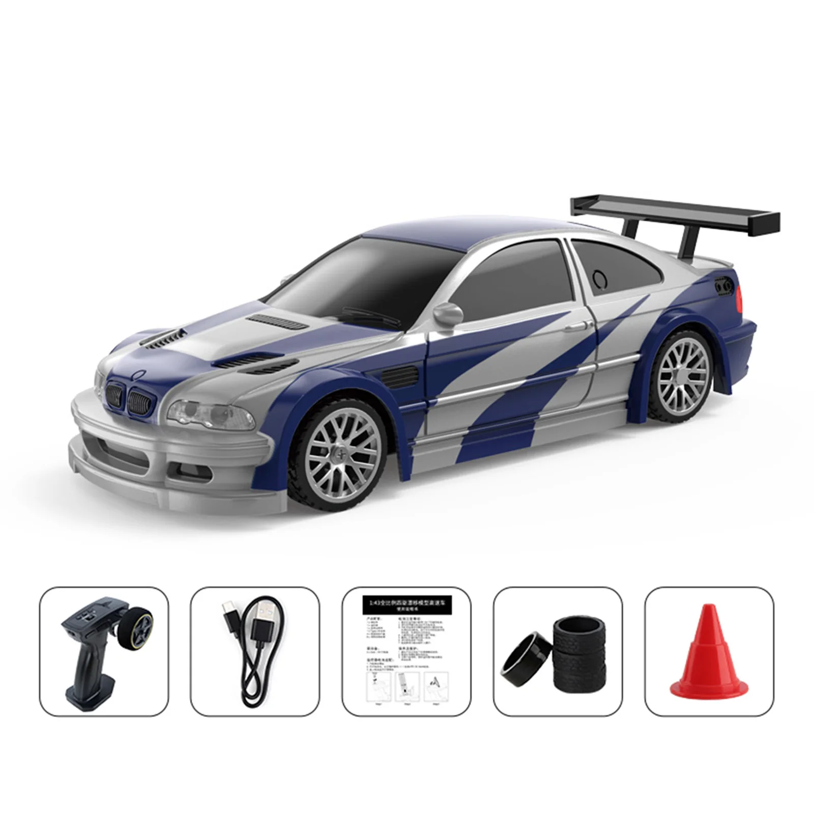 

Remote Control Drift Car 2.4GHz 1/43 Remote Control Car 4WD Fully Proportional Remote Control Racing Car with Simulated Lighting