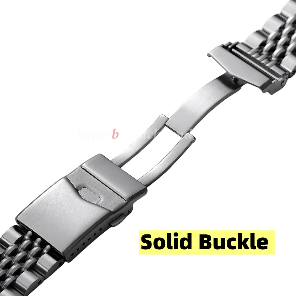 สแตนเลสสตีลสําหรับ Seiko 5 นาฬิกาคุณภาพสูง 20 มม.22 มม.ปลายแบนสายรัดข้อมือเครื่องมือสกรู Link เหล็ก