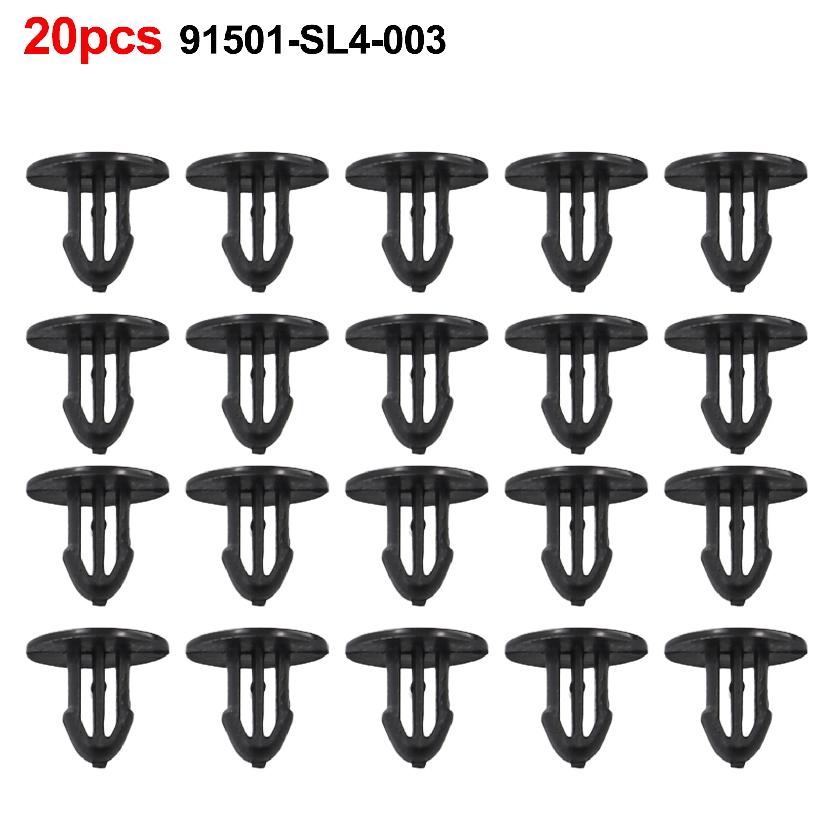 For Civic Del Sol Clip 20pcs As Shown Black Head Diameter 13 Mm Stem Length 10 Mm For Honda 91501-SL4-003 Fits Hole Size 6 Mm