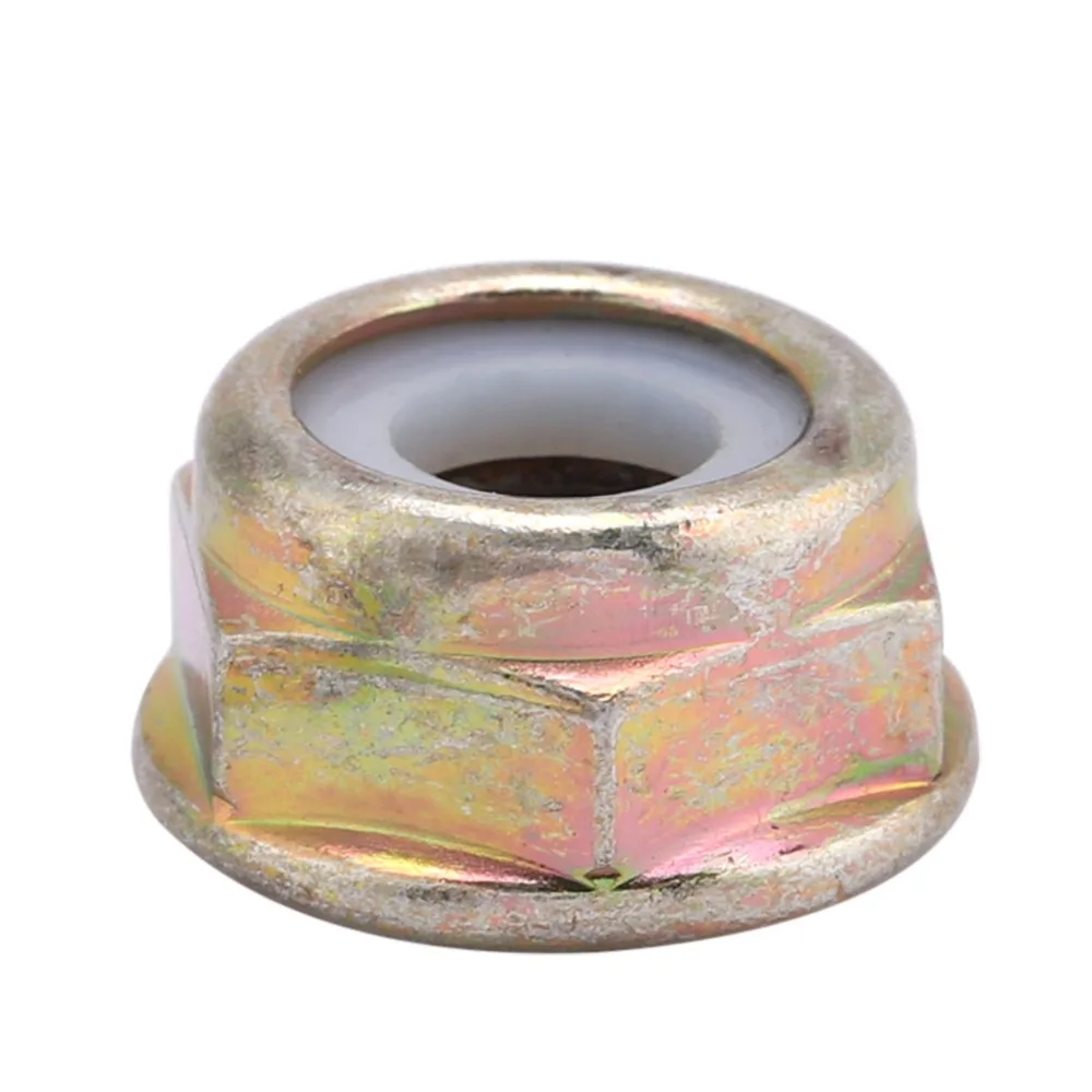 10pcs Durable Gold Blade Nut Left Hand Thread Universal Flange Nut Anti-Loosening Line Metal Replacement Parts
