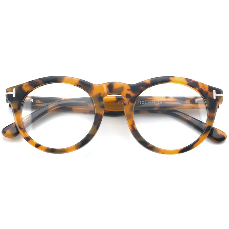 Hot Women Round Cateye Anti-Blueray Glasses Frame Yellow Tortoise Acetates 48-24-142 for Prescription Eyeglasses Goggles