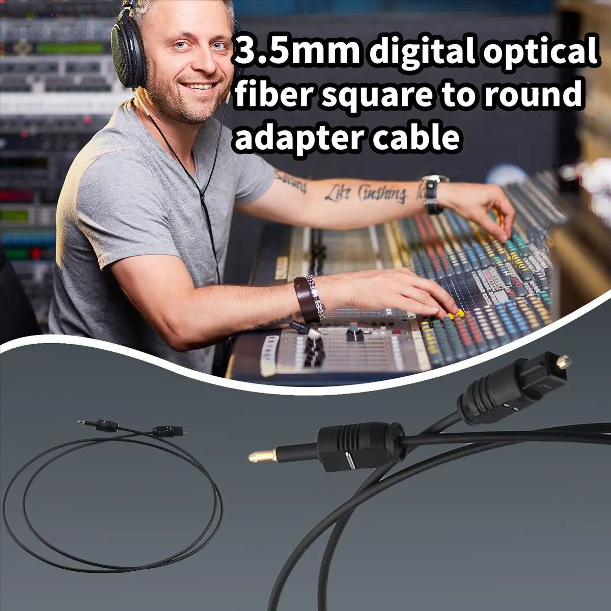 A14M 1m 3ft Toslink to Mini Plug 3.5mm Digital Optical SPDIF Audio Cable Gold Plated