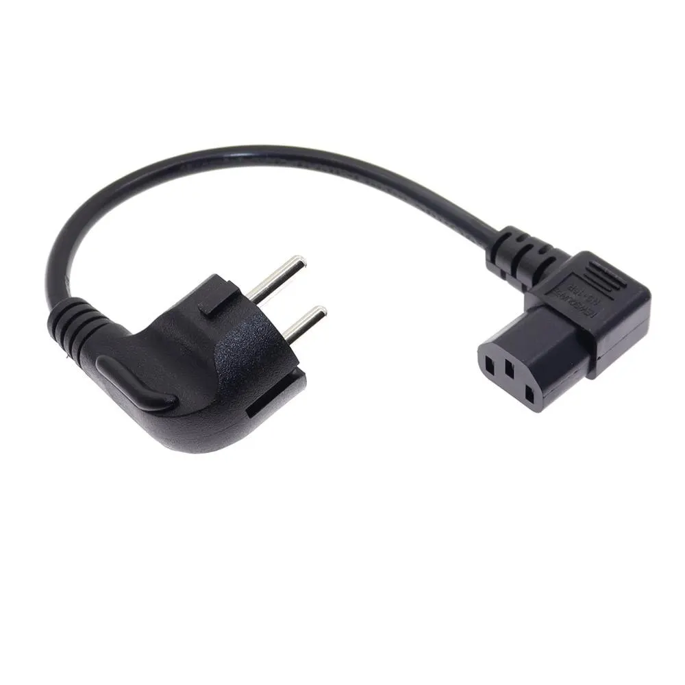 European 2 Pin Male to IEC 3 Pin Female ,Schuko to IEC C13 Angled 90 Degree AC Power Cord EU Adapter Extension Lead Cable