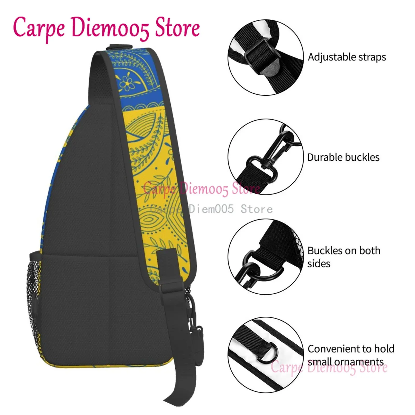 Flag Of Ukraine Sling Crossbody Chest Bag Men Shoulder Backpack for Hiking