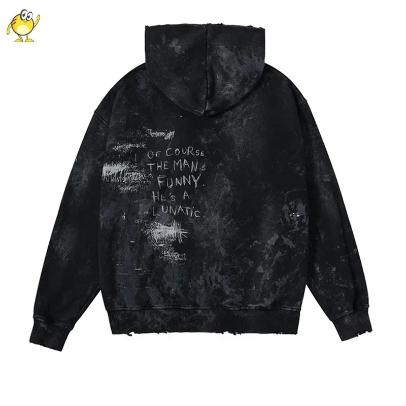 High Street SAINT LOUIS Zip Hooded Hoodies Men Woman 1:1 Portrait Photo Print Damaged Washed Do Old Black Sweatshirts