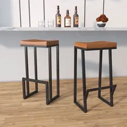 Wrought Solid wood bar chair iron coffee stool Modern simple high stool creative restaurant dining counter stool bar stools set