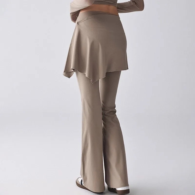 Ensemble de vêtements de Yoga grande taille pour femmes, pantalon évasé de Fitn Spor, pantalon Long décontracté, confortable, respirant, respectueux de la peau