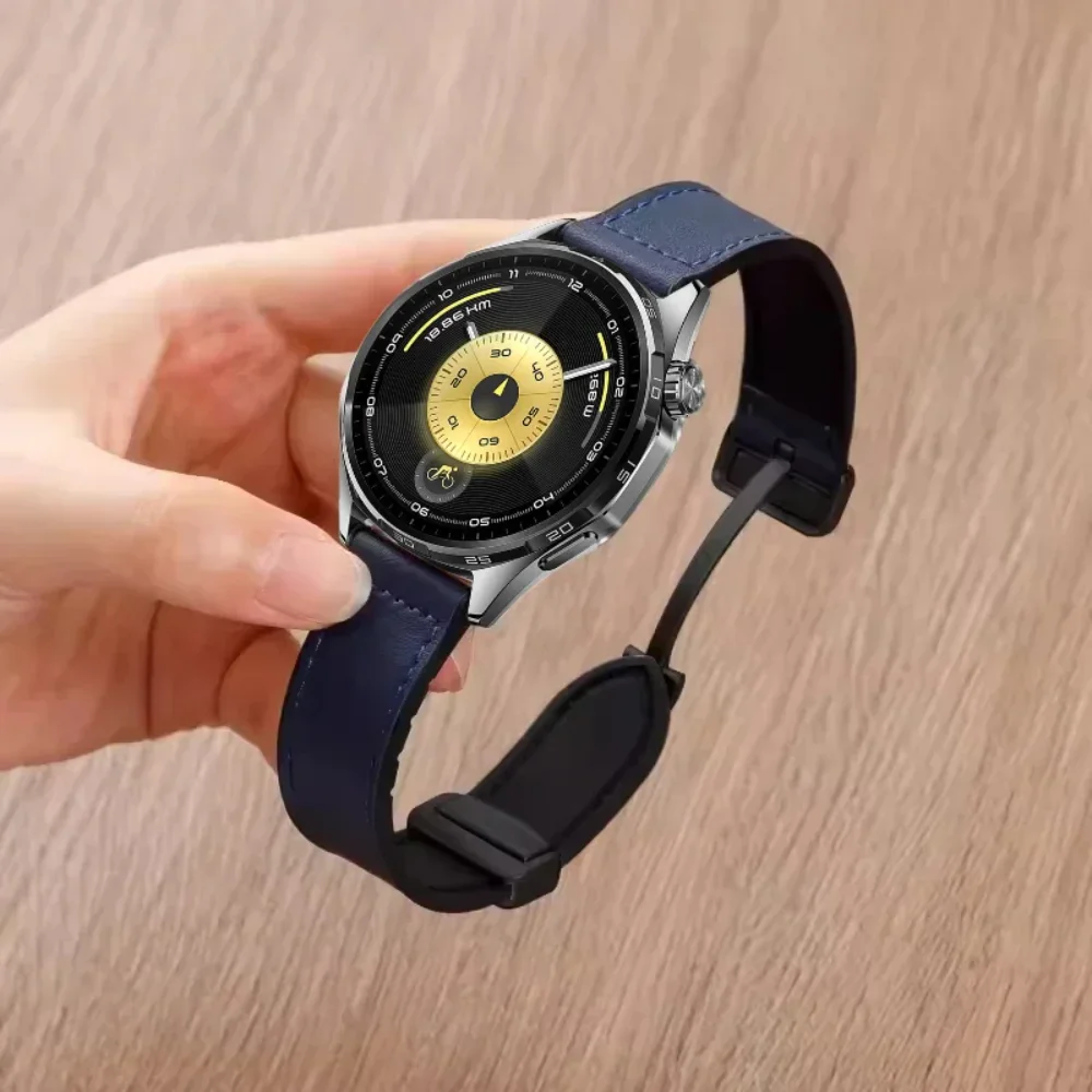 실리콘 + 가죽 22mm 20mm 스트랩 화웨이 시계 5/4/GT6-5-4/GT5-6 프로 46mm 마그네틱 버클 밴드 갤럭시 시계 7/6/5/4 팔찌