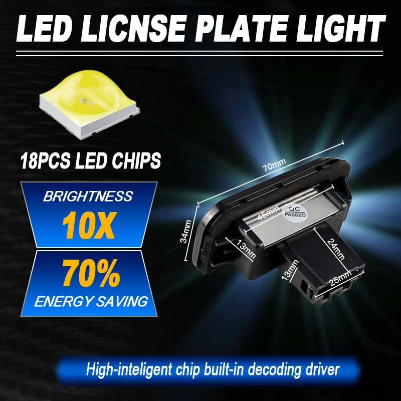 2PCS LED License Plate Lights Canbus For 2001 2002-2007​ Mercedes-Benz C-Class W203 4-Door Number Plate Lamps Car Accessories