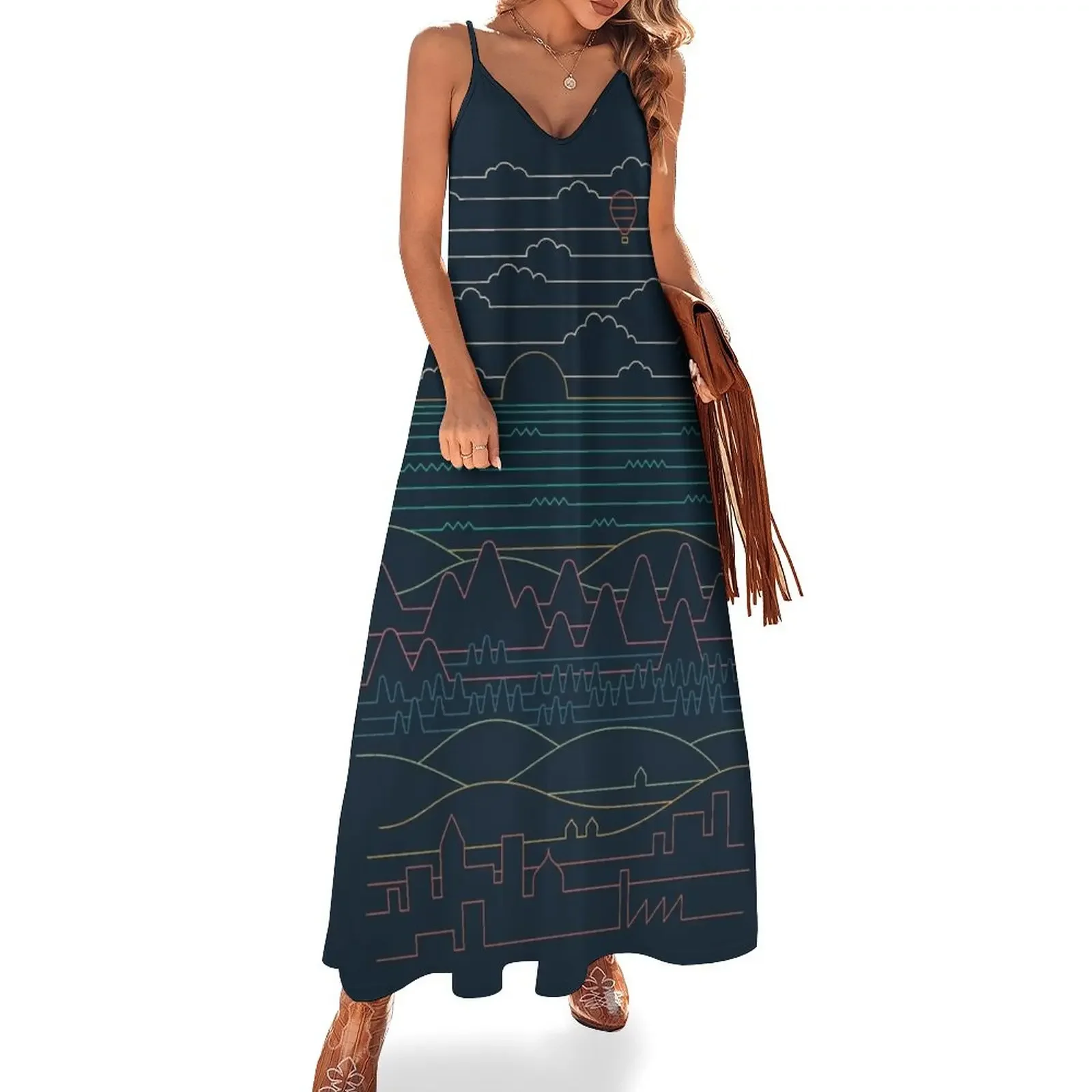 

Linear Landscape Sleeveless Dress party dresses women women's evening dresses 2024 women's evening dress 2024