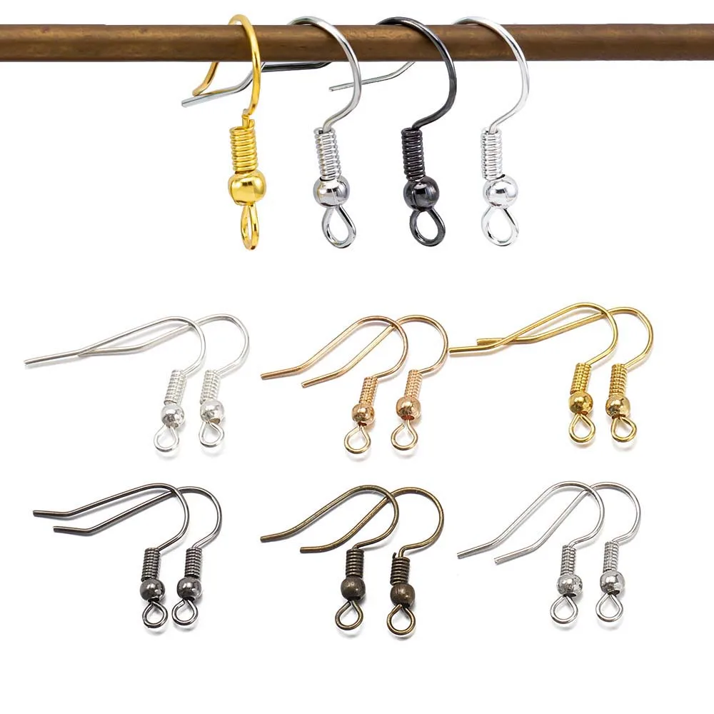 100 Uds. Ganchos para las orejas para mujer, pendientes colgantes, cierres, hallazgos, cables para pendientes con dijes de cuentas, borlas para fabricación de joyas para las orejas DIY