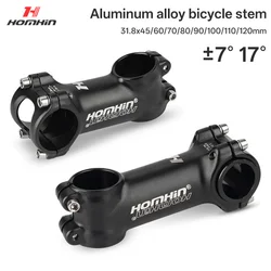 Ultralight Adjustable Bicycle Handlebar Stem 7/17 Degrees MTB Road Bicycle Stem 31.8*45-120mm Mountain MTB Bicycle Power Parts