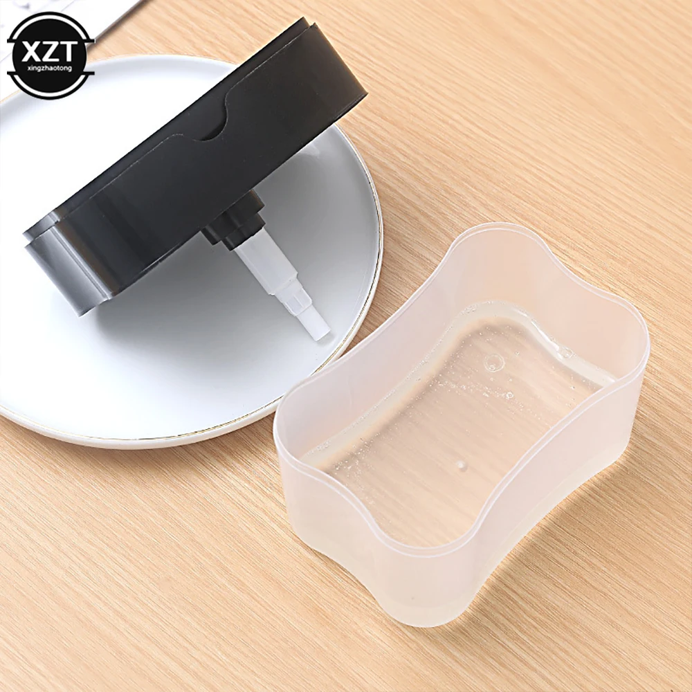 2 in 1 Scrubbing Liquid Detergent Dispenser Press-Type Liquid Soap Box Pump Organizer Sponge Kitchen and Bathroom Tools