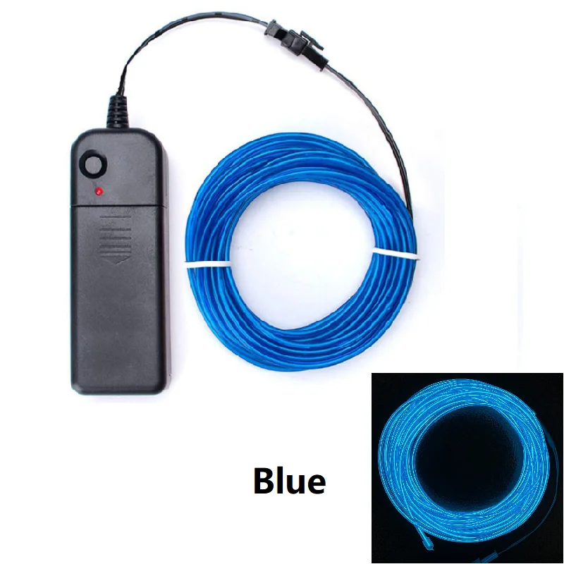 1m 3m 5m Glow EL Wire Neon Kabel voor Kerst Dansfeest DIY Kostuums Veelkleurig Verlicht Licht AA Batterij Lamp LED Strip