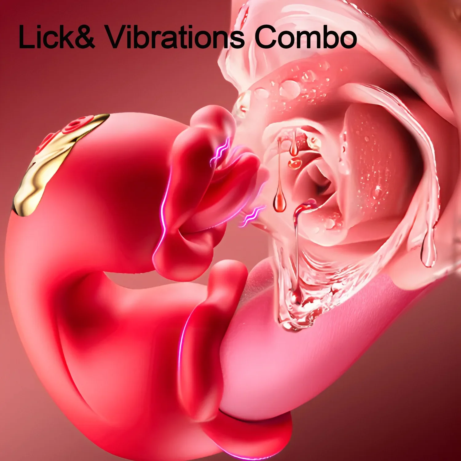 Rose Licking Realistic Tongue Vibrator G-spot Nipple Vagina Stimulator Clitoral Massager Thrusting Dildo Adult Sex Toy - view 4