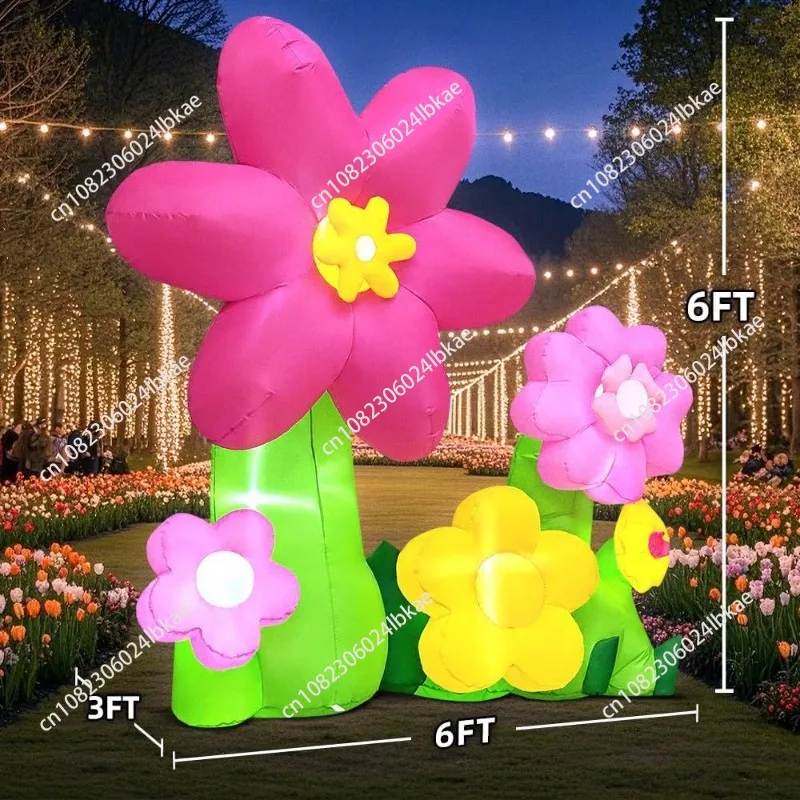6FT Easter Inflatable Flowers Decoration Outdoor Spring Yard Decor Colorful Blooming Flowers for Easter Party