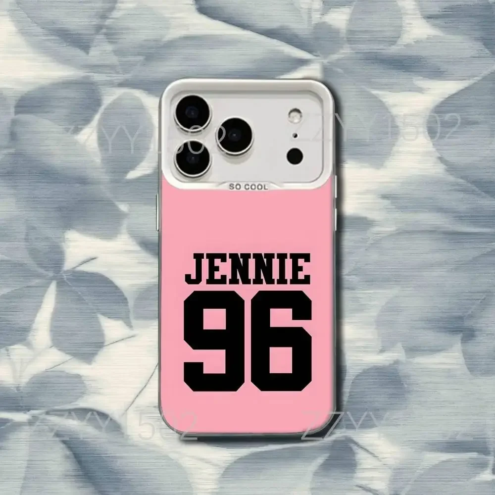 Funda KPOP L-LISA-S-J-JennieS-R-RoseSPhone para iPhone 17,16,15,14,13,12,X,8,Pro,Max,Plus,SE4,Air,Mini número blanco IMD HD mate