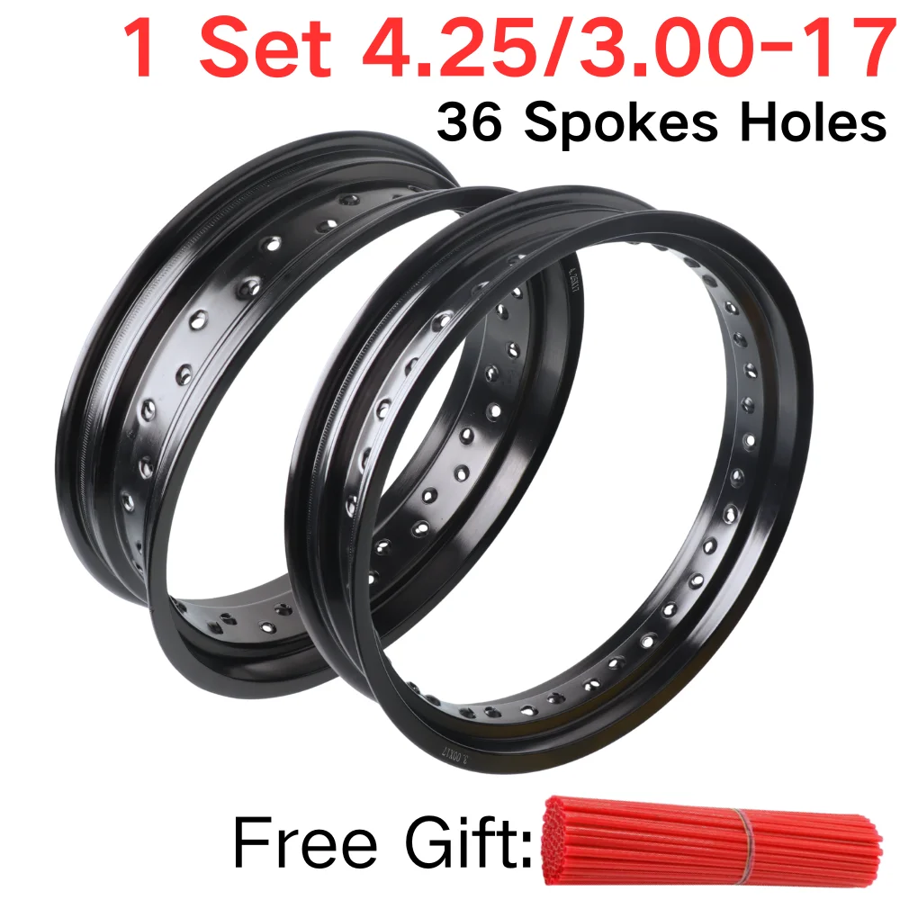 1 Set 3.00x17&4.25x17 Inch Rims 36 Spokes Holes Aluminum Alloy Motorcycle Rim Wheel Hubs 3.00*17