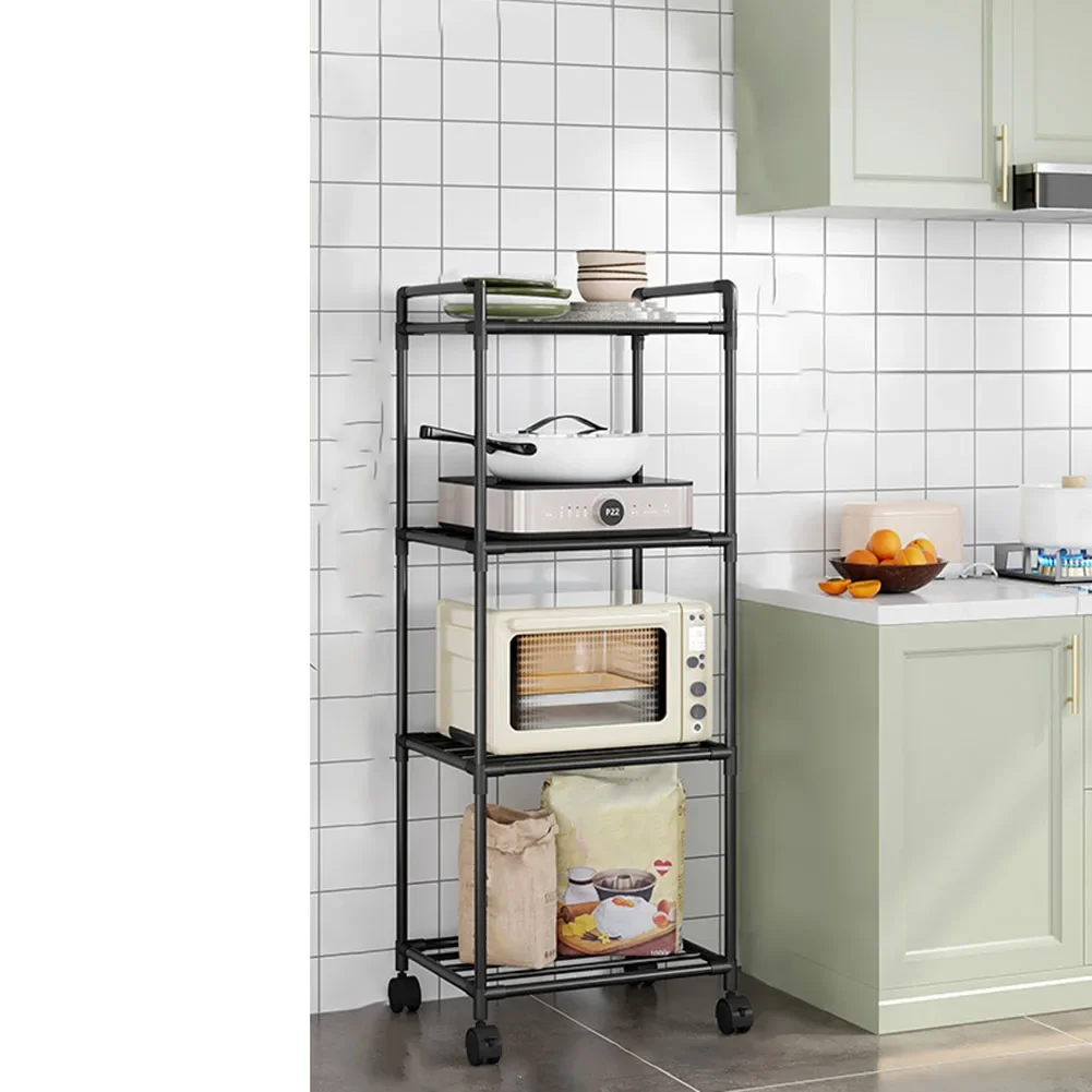 

With Pulleys Floor-standing Storage Rack Black Iron Paint Punch-Sturdy Construction White Easy To Assemble