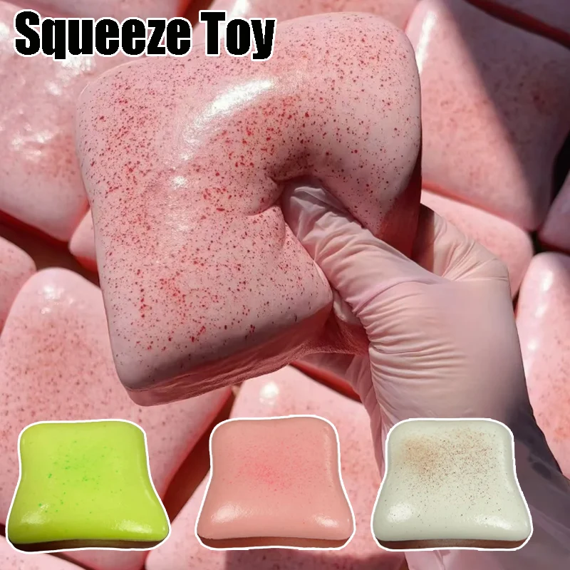 Realistic Super Soft Cream Toast Slow Rebound Squishy Toy Mixed Colors Wet Hand Feel Stress Toy for Relaxation Anxiety Release