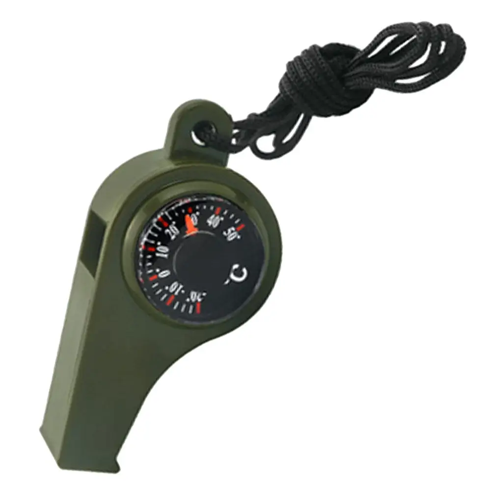 Compact Three-in-One Whistle Compass Thermometer Lanyard for Outdoor Hiking Camping Survival Portable Lightweight Emergency Use