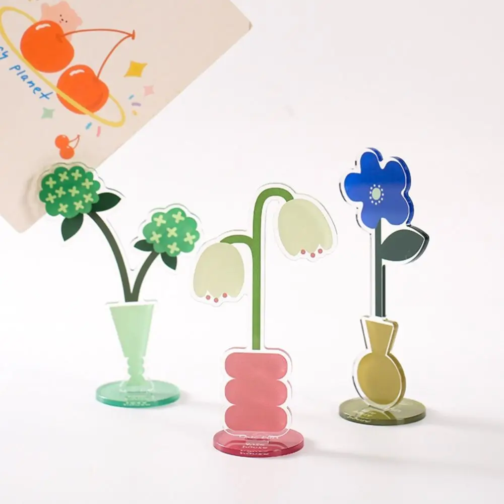 New Flower Shaped Photo Clip Portable Memo Holder Acrylic Flower Card Holder Creative Acrylic Flower Desk Paper Clip