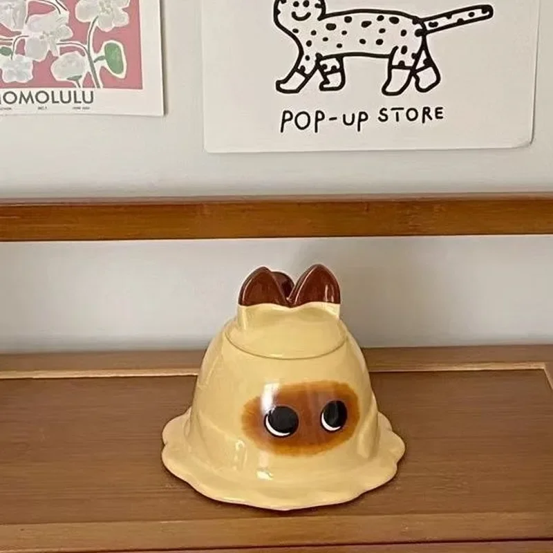 

13 см керамическая кружка с сиамским котом, милая чашка Ins, офисная кружка в стиле кошки, настольные украшения, праздничный подарок на день рождения