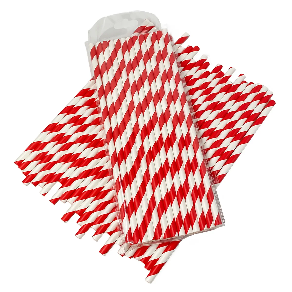 25pcs red&white striped paper straws disposable non-soggy Eco-friendly bulk bubble tea cocktail straw Christmas party supplies