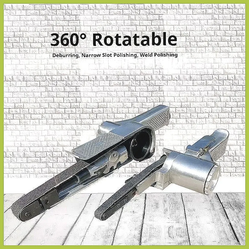 Pneumatic Belt Grinder 330mmx10mm, Handheld Air Sander Polishing Machine for Metal Wood Deburring, Air Compressor Tool