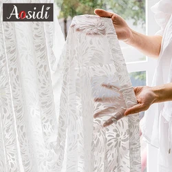 White Semi Sheer Curtains for Living Room Luxury Doorways Solid Curtain for Kitchen Long Rideaux Voilage Wedding Finished Tulle