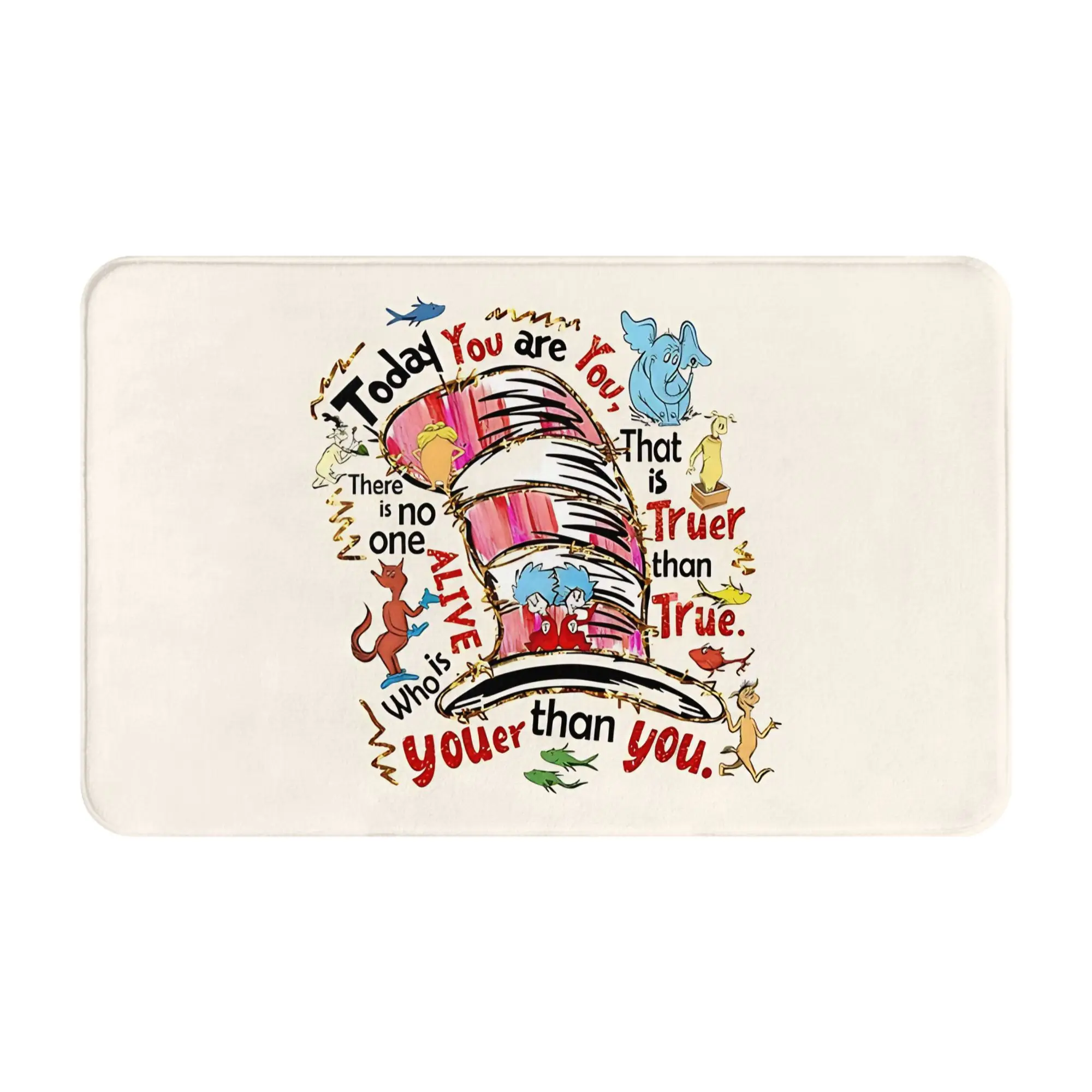 Storybook Character Collage Classic Decorations Bathroom Mat Dr. Seuss Thing Doormat Living Room Carpet Outdoor Rug Home Decor