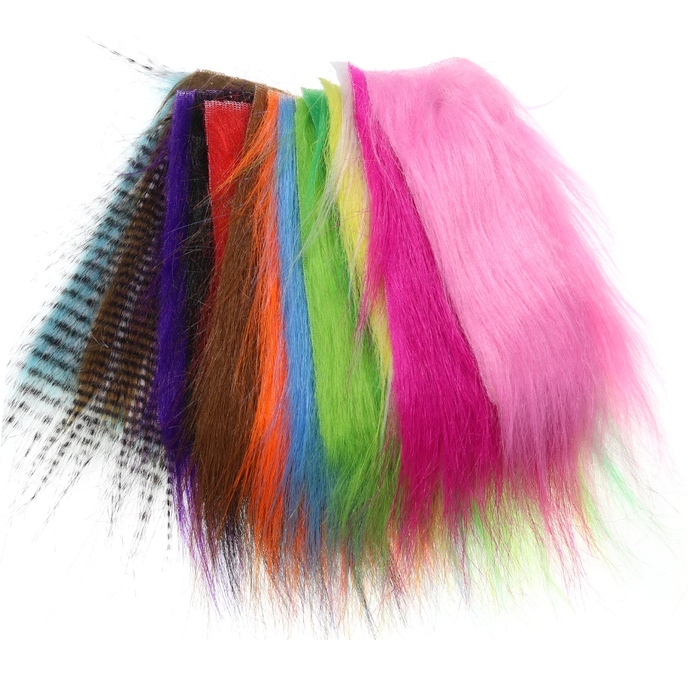 1 Bolsa de Material para Atado de Moscas, 6 x 12 cm, Fibra de Pelo Furabou Color Grizzly para Cola de Streamer, Ala, Material para Cuerpo de Minnow y Cebo Artificial